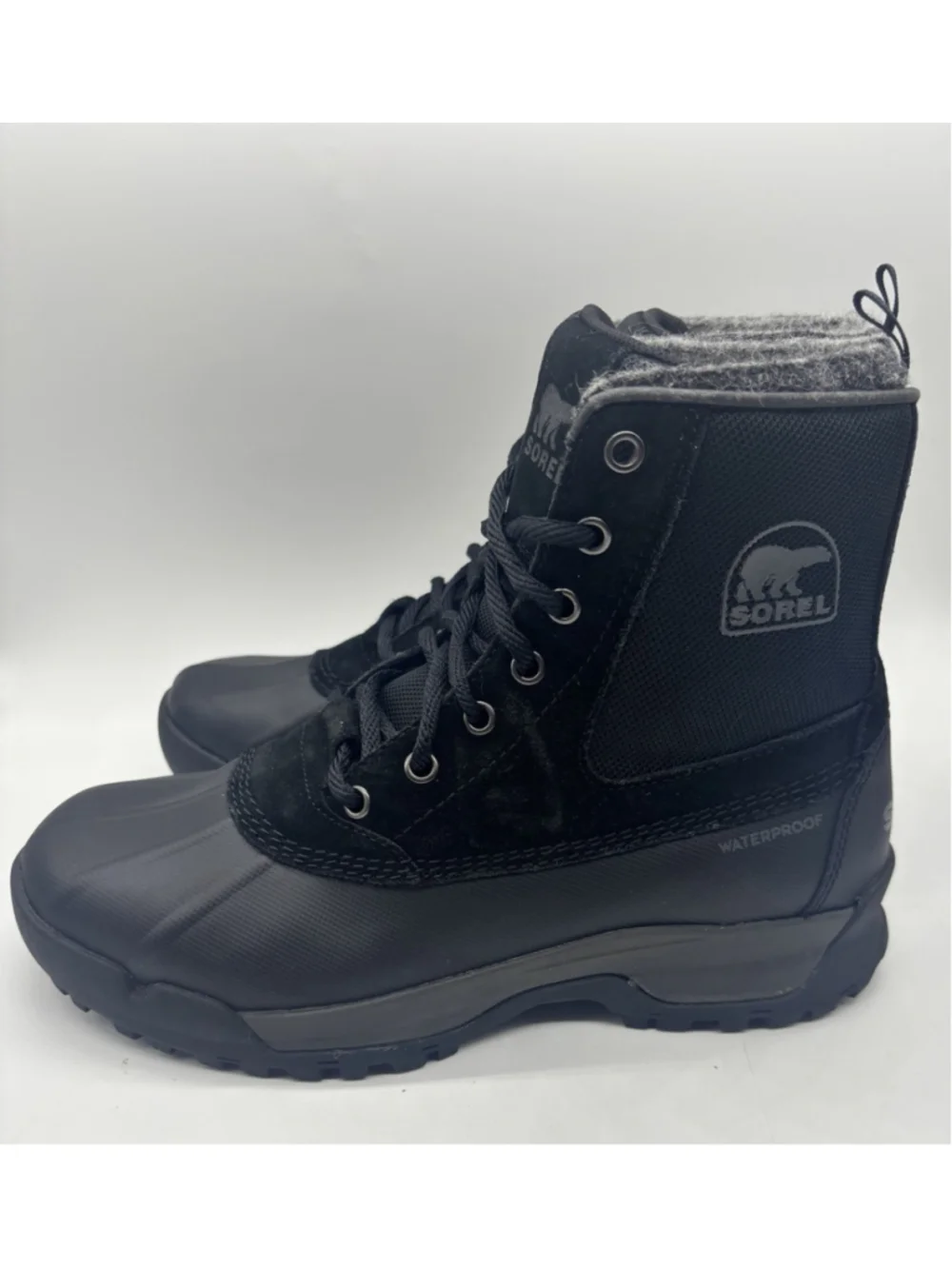 Sorel Buxton Boots Mens 8 Snow Waterproof Lace Up Comfort Casual Ankle Top Black